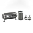 DeatschWerks Stainless Steel 5/16in 40 Micron Universal Inline Fuel Filter Housing Kit (110mm)-1