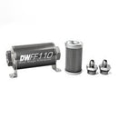 DeatschWerks Stainless Steel 6AN 40 Micron Universal Inline Fuel Filter Housing Kit (110mm)-1