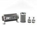 DeatschWerks Stainless Steel 3/8in 100 Micron Universal Inline Fuel Filter Housing Kit (110mm)-1
