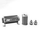 DeatschWerks Stainless Steel 6AN 100 Micron Universal Inline Fuel Filter Housing Kit (110mm)-1