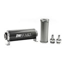 DeatschWerks Stainless Steel 3/8in 10 Micron Universal Inline Fuel Filter Housing Kit (160mm)-1