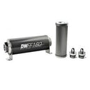 DeatschWerks Stainless Steel 6AN 10 Micron Universal Inline Fuel Filter Housing Kit (160mm)-1