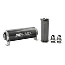 DeatschWerks Stainless Steel 10AN 40 Micron Universal Inline Fuel Filter Housing Kit (160mm)-1