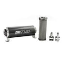 DeatschWerks Stainless Steel 3/8in 40 Micron Universal Inline Fuel Filter Housing Kit (160mm)-1