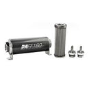 DeatschWerks Stainless Steel 5/16in 40 Micron Universal Inline Fuel Filter Housing Kit (160mm)-1