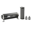 DeatschWerks Stainless Steel 6AN 40 Micron Universal Inline Fuel Filter Housing Kit (160mm)-1