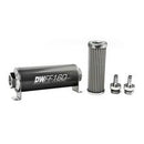 DeatschWerks Stainless Steel 3/8in 100 Micron Universal Inline Fuel Filter Housing Kit (160mm)-1