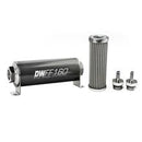DeatschWerks Stainless Steel 5/16in 100 Micron Universal Inline Fuel Filter Housing Kit (160mm)-1
