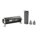 DeatschWerks Stainless Steel 6AN 100 Micron Universal Inline Fuel Filter Housing Kit (160mm)-1