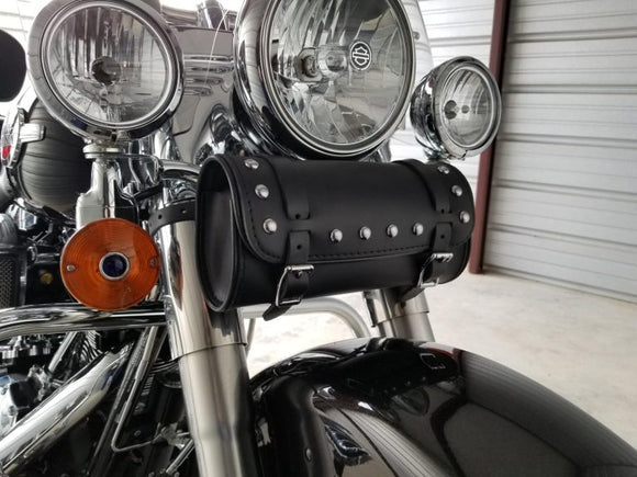 Willie & Max Universal Studded Leather Tool Bag (11 in L x 5.5 in W x 4 in H) - Black