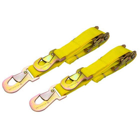 TIE DOWN RATCHET STRAP, 2 IN X 6 FT, FLAT SNAP HOOKS, PAIR