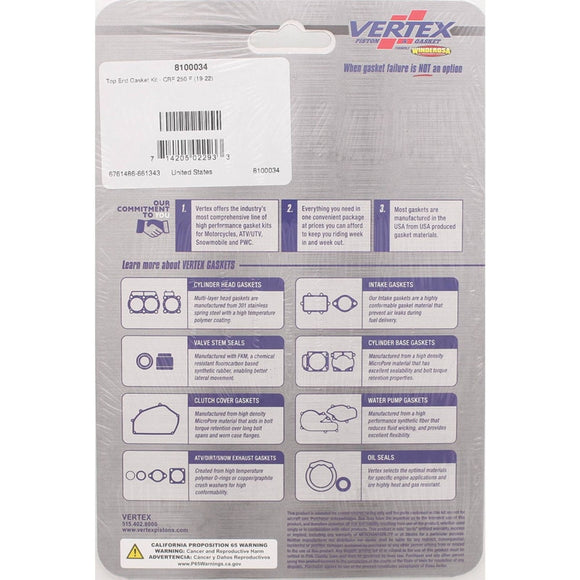 Vertex Gaskets 19-22 Honda CRF250F Top End Gasket Kit