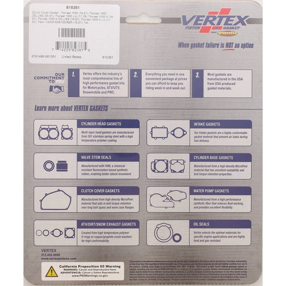 Vertex Gaskets 16-23 Honda Pioneer 1000 Inner Clutch - Side Cover Gasket Kit