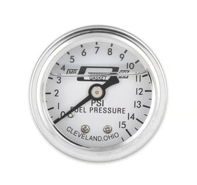 Mr. Gasket Fuel Pressure Gauge - 0-15 PSI - 1/2 Inch Diameter - Liquid Filled