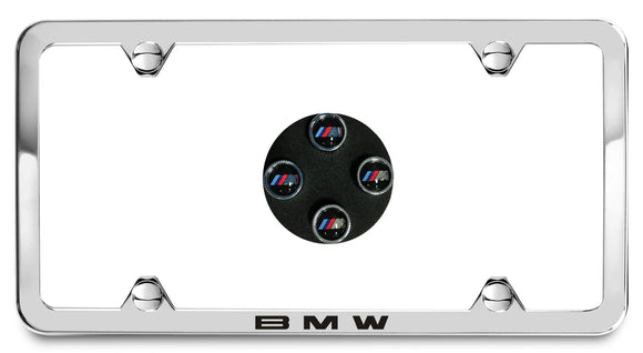 BMW Laser Slimline Kit with BMW M Logo Valve Stem Caps - Polished Stainless