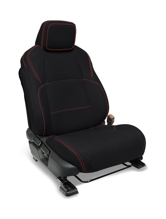 PRP 2024 Toyota Tacoma Front Seat Covers - Black with Red Stitch (Pair)