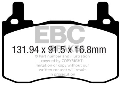 EBC 2019+ Genesis G70 2.0T/3.3T 2018+ Kia Stinger 3.3T (Brembo) Yellowstuff Rear Brake Pads