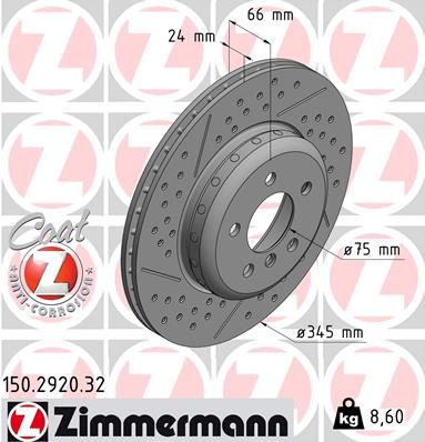 BMW Disc Brake Rotor - Zimmermann Formula F 34206797600