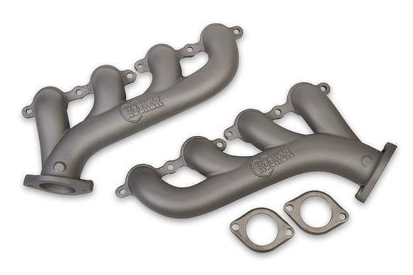 HOOKER BLACKHEART LS SWAP EXHAUST MANIFOLDS - CAST IRON GRAY CERAMIC FINISH