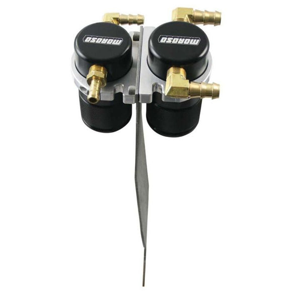 Moroso 05-11 Lotus Elise/Exige Air/Oil Separator Catch Can - Small Body - Billet Aluminum - Black