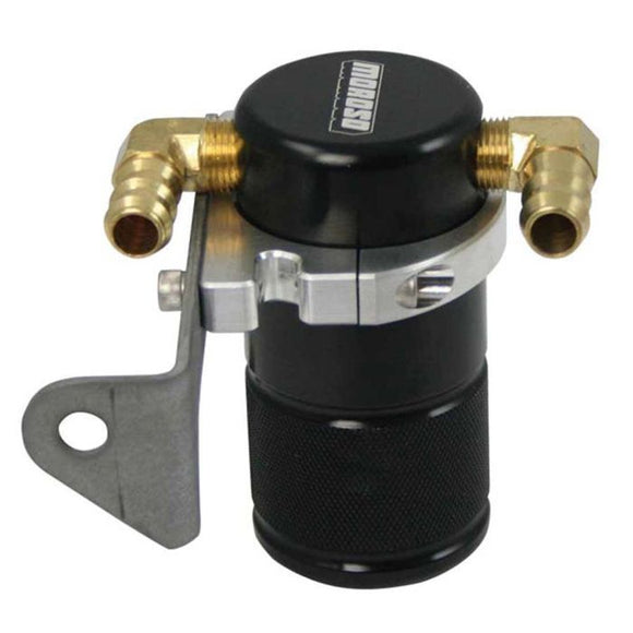Moroso Chrysler 5.7L (w/Aftermarket Intake) Air/Oil Separator Catch Can - Billet Aluminum - Black