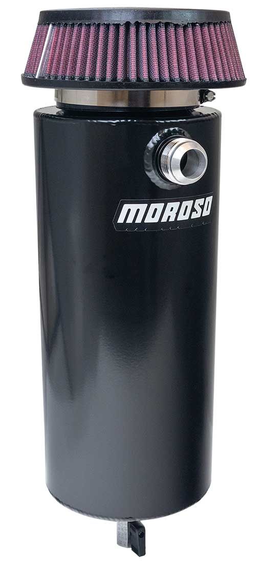 TANK, BREATHER, CATCH CAN, 6IN DIA, SINGLE -16AN INLET, UNIVERSAL, BLACK POWDER COAT