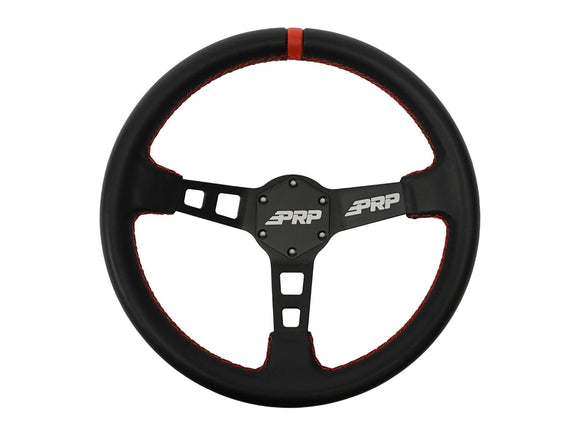 PRP Deep Dish Leather Steering Wheel - Red