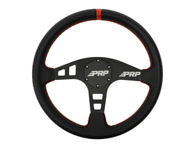PRP Flat Leather Steering Wheel - Red