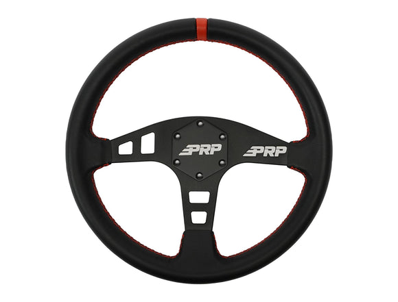 PRP Flat Leather Steering Wheel - Red