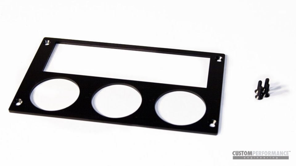 CP-e Ford Mustang '87-'93 Billet Radio Gauge Pod Bezel. Three 2 1/16th Gauges