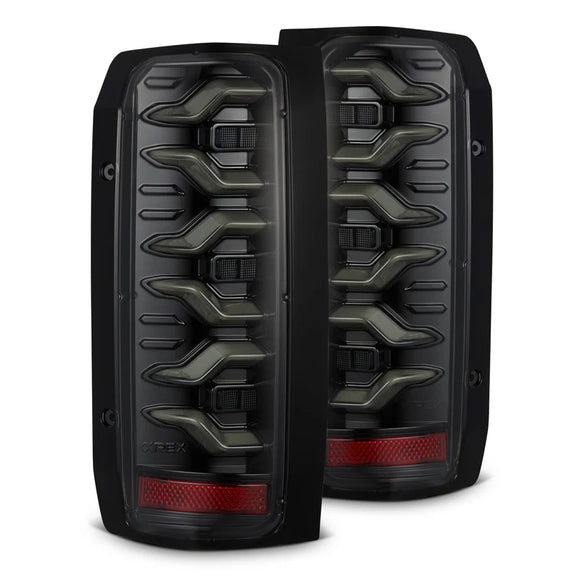 AlphaRex 87-96 Ford Bronco/F-150 Luxx-Series LED Tail Lights - Alpha-Black
