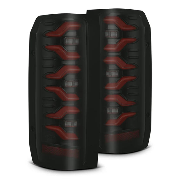 AlphaRex 87-96 Ford Bronco/F-150 Luxx-Series LED Tail Lights - Black Red
