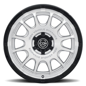 ICON Alloys Rancho 20x9 / 6x5.5 / 16mm / 5.625in BS Silver Machined w/ Gloss Black Lip Wheel