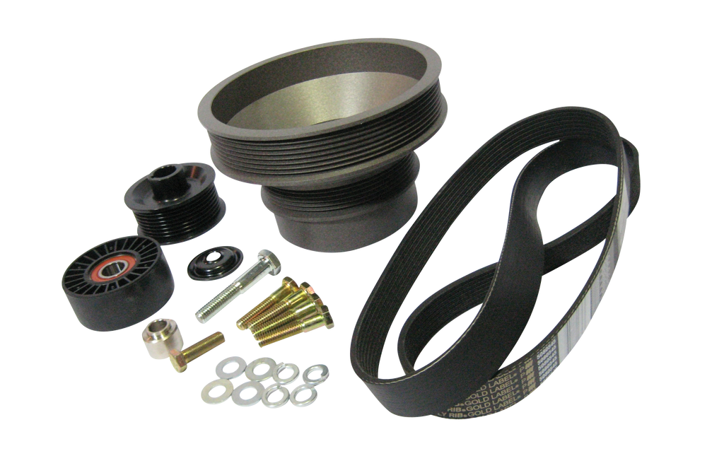Vortech 1986-1993 5.0 Mustang 3.33" 8-Rib Pulley Pack. Accessory Drive-Underdriv