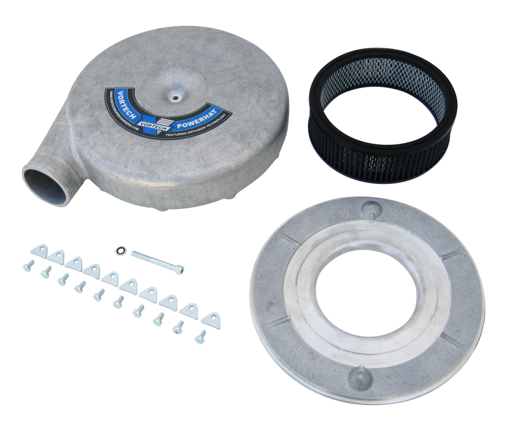 Vortech Universal "PowerHat" Carburetor Hat Assembly. Satin Finish