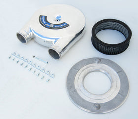 Vortech Universal "PowerHat" Carburetor Hat Assembly. Dual Entry Polished Finish