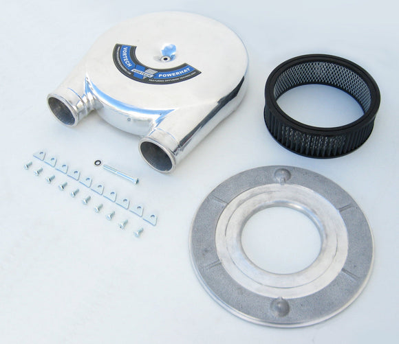 Vortech Universal "PowerHat" Carburetor Hat Assembly. Dual Entry Polished Finish