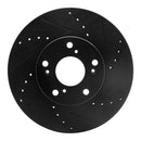 R1 06-15 Honda Civic Front Right Drilled & Slotted Black Brake Rotor-1