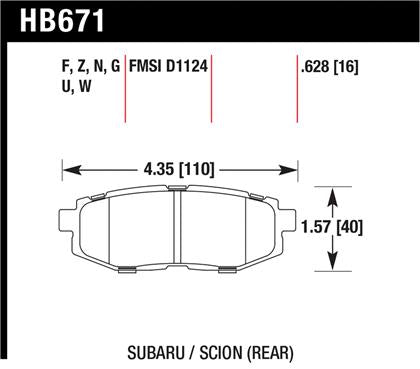 Hawk 2013-2014 Scion FR-S Base 2dr Coupe HPS 5.0 Rear Brake Pads