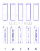 King Audi CDAA/CDHA/CDHB/CDAB Main Bearing Set (Set of 5) - Size STD-2