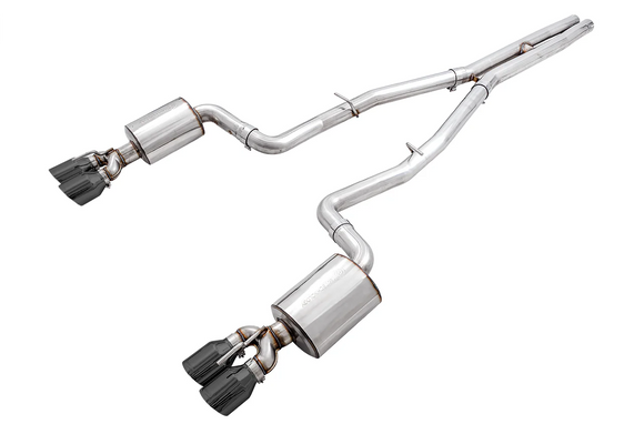 AWE Touring Edition Exhaust for 15+ Challenger 6.4 / 6.2 SC - Non-Resonated - Diamond Black Quad Tips