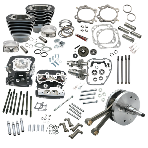 S&S Cycle 00-06 BT 124in Hot Set Up Kit w/ S&S Cylinder Heads - Wrinkle Black
