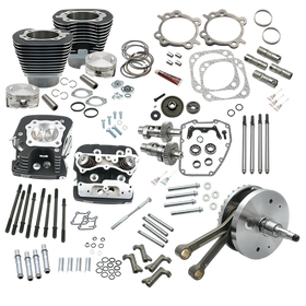 S&S Cycle 00-06 BT 124in Hot Set Up Kit w/ S&S Cylinder Heads - Wrinkle Black