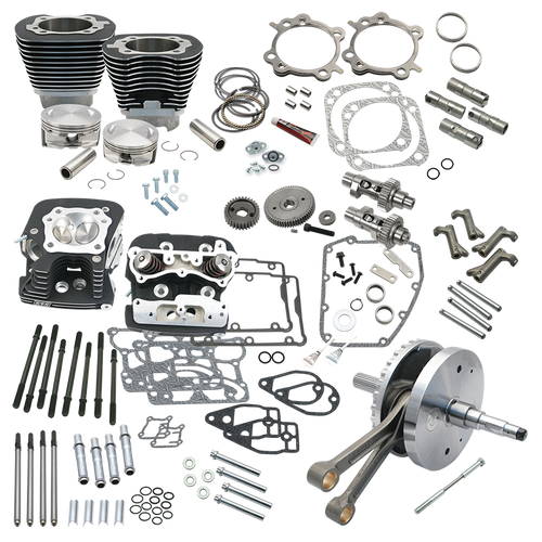 S&S Cycle 07-17 BT 124in Hot Set Up Kit - Wrinkle Black