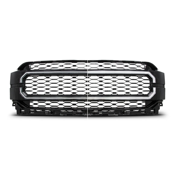 FORD F-150 21- 23 NEXUM SERIES BLACK LED GRILLE W/ IGNITION INITIATION FEATURE & RUNNING LIGHT BAR