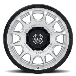 ICON Alloys Rancho 20x9 / 8x170 / 6mm / 5.25in BS Silver MACH w/ Gloss Black Lip Wheel