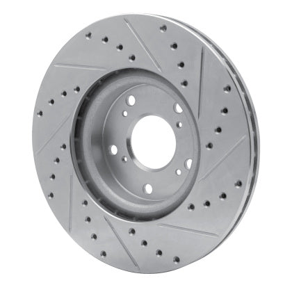 R1 06-15 Honda Civic Si Front Left Drilled & Slotted Silver Brake Rotor