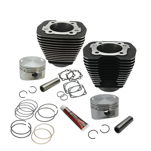 S&S Cycle 84-99 BT w/ Stock Heads 88in 3 5/8in Big Bore Cylinder & Piston Kit - Wrinkle Black