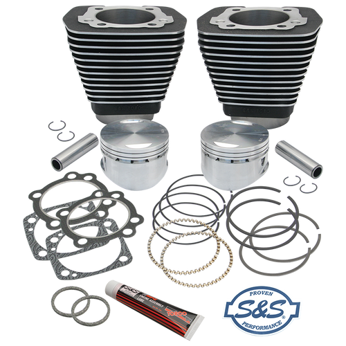 S&S Cycle 84-99 BT 96in 3 5/8in Sidewinder Big Bore Cylinder & Piston Kit - Wrinkle Black