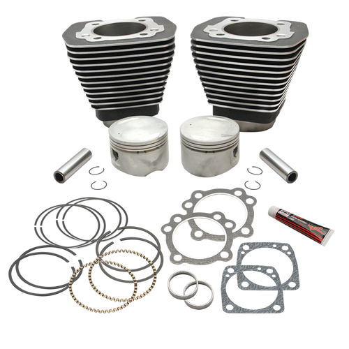 S&S Cylinder 84-99 BT w/Super Stock Cylinder Heads 89in 3 1/2in Bore Cylinder & Piston Kit - Wblack